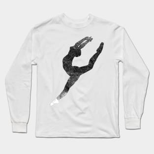 Black Ballerina SilhouetteTap Dancer Pose Long Sleeve T-Shirt